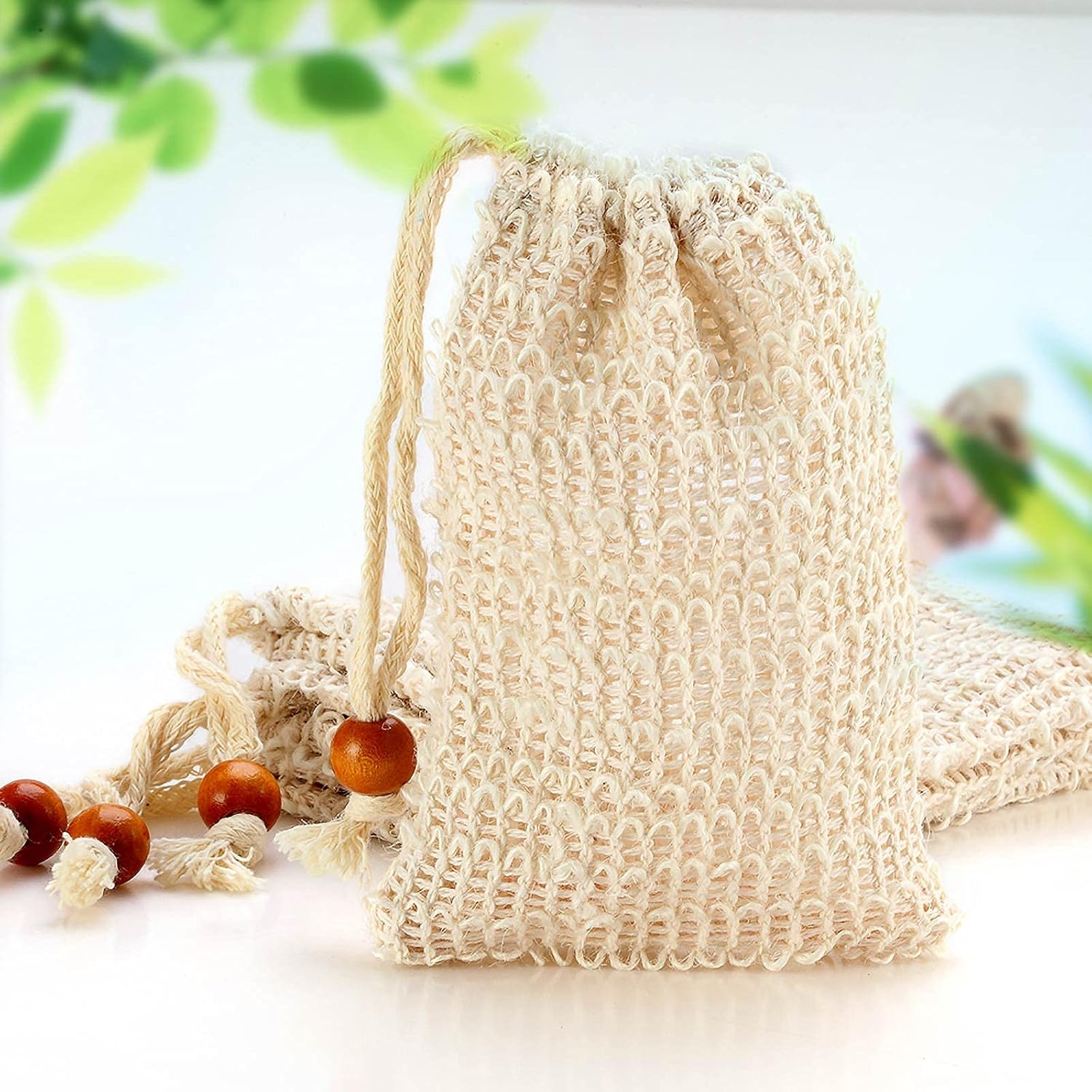 Natural Sisal Soap Saver Bag - Exfoliating Pouch For Bar Soap, Creates Lather & Dries Soap