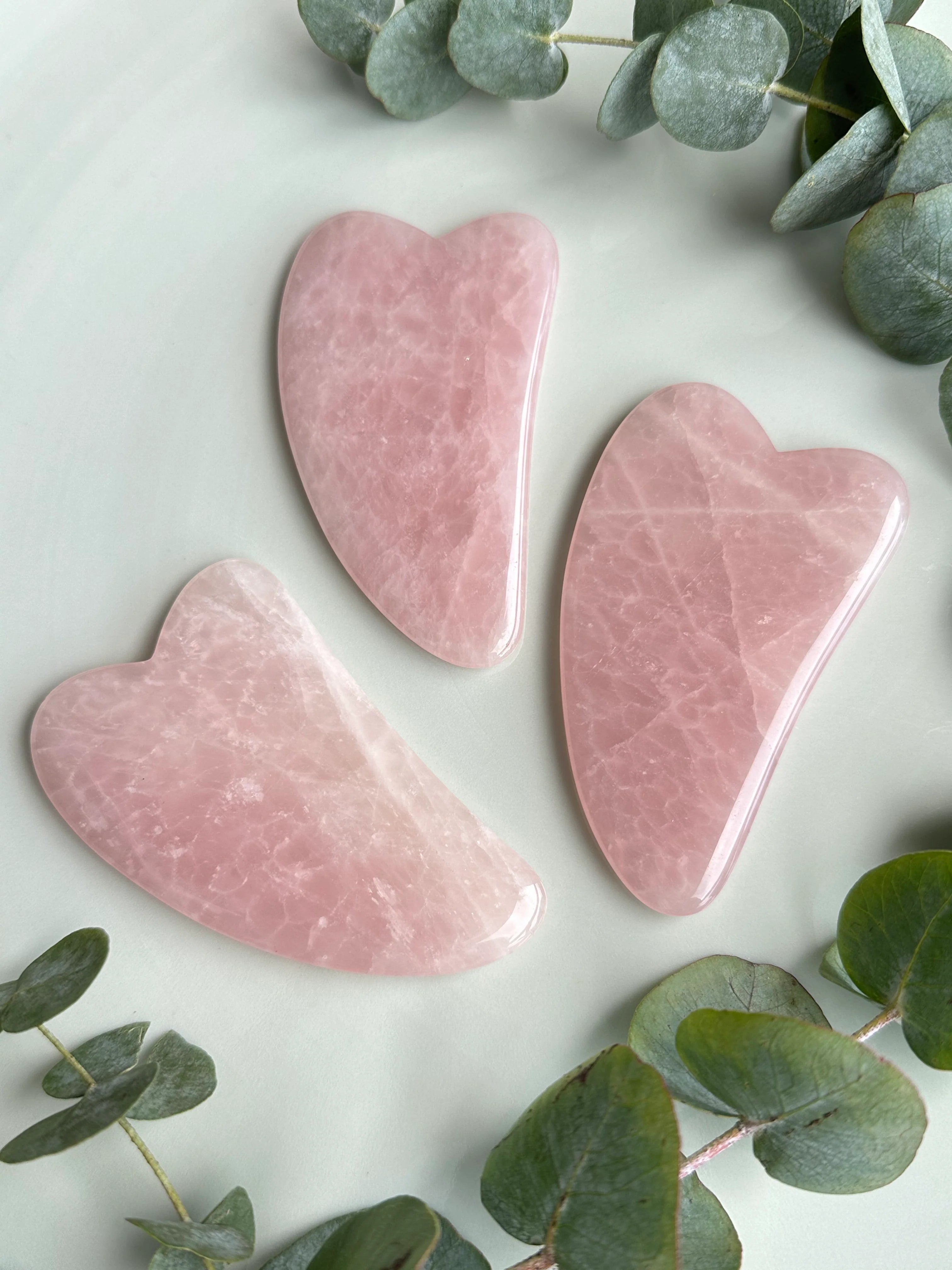 Rose Quartz or Jade Face & Body Roller Gua Sha Set