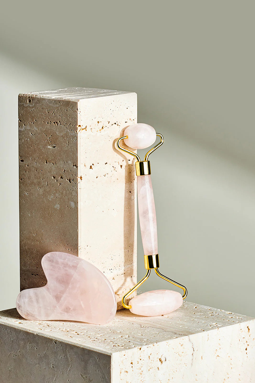 Rose Quartz or Jade Face & Body Roller Gua Sha Set